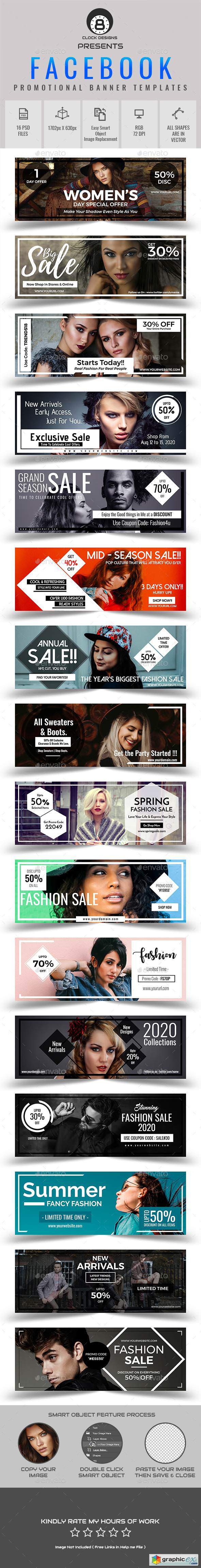 Promotional Facebook Cover Templates (16 in 1)
