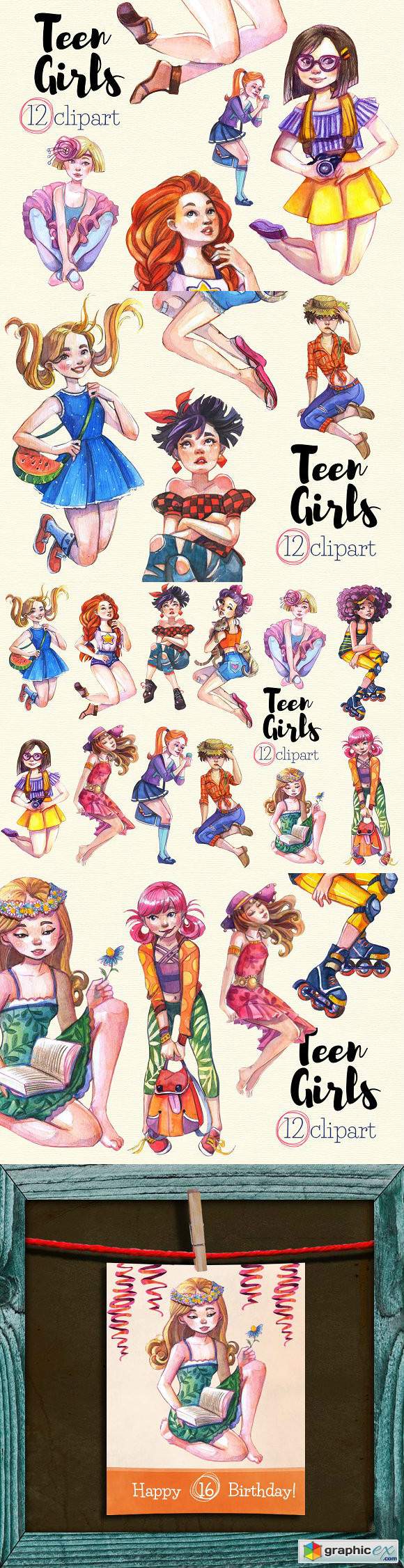 Teenage Girls Clipart