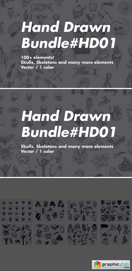 Hand Drawn SKULLS Bundle HD01