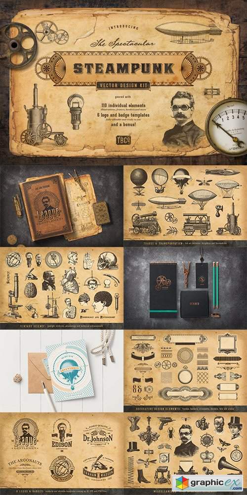 The Steampunk Vector Design Kit