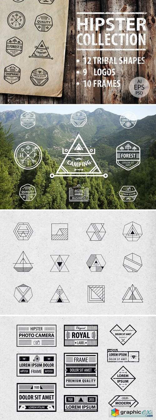 HIPSTER LOGOS AND SHAPES COLLECTION