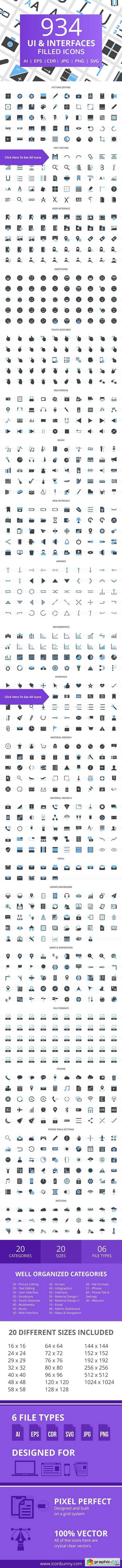 934 UI & Interfaces Filled Icons