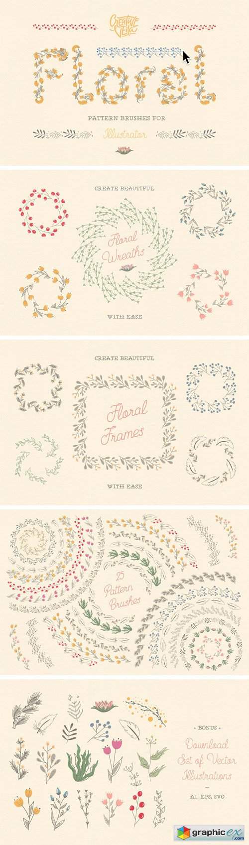 Floral Pattern Brushes For Ai
