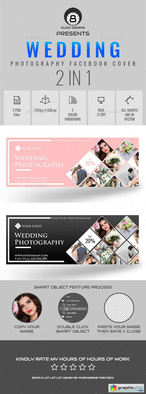 Wedding Photography Facebook Timeline Cover ( 2 in 1 )