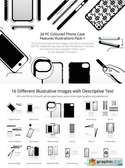 2D PC Phone Case Illustrations Set