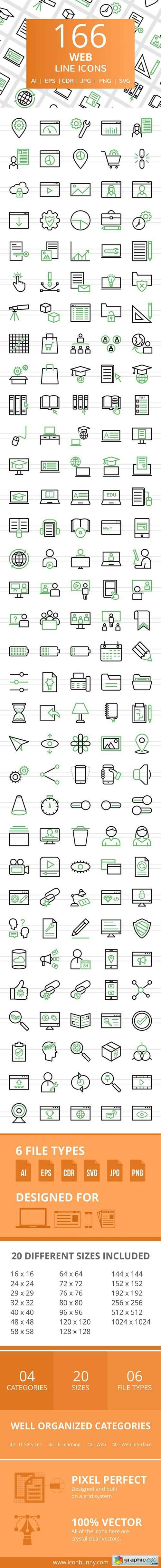 166 Web Line Icons