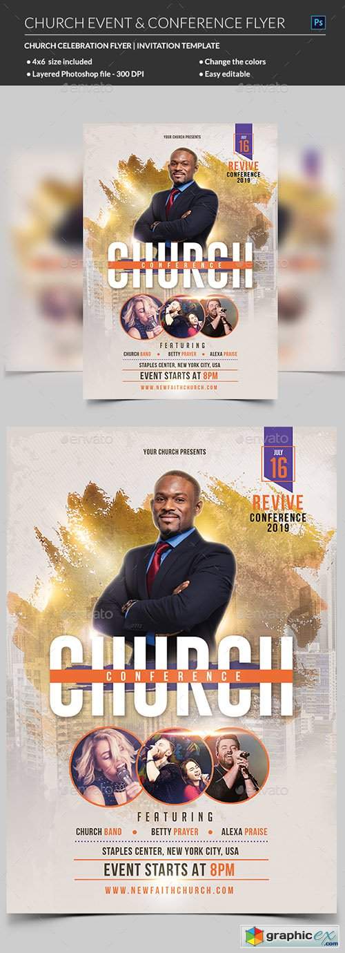 Church Event or Conference Flyer Template » Free Download Vector Stock