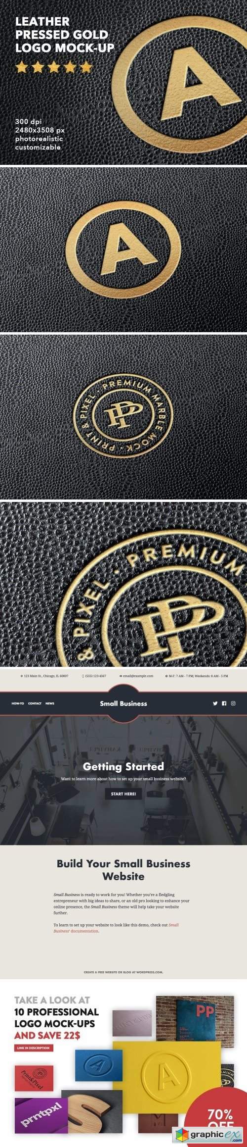 Leather pressed gold logo mock-up