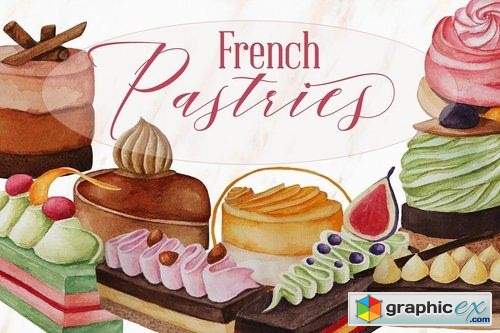 Desserts collection - Watercolor des