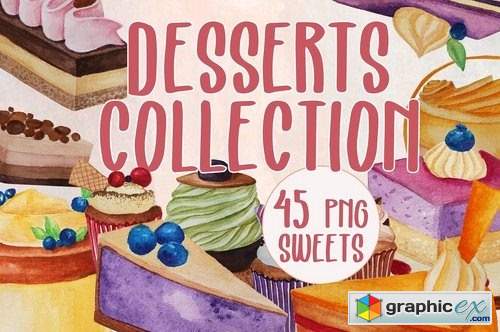 Desserts collection - Watercolor des