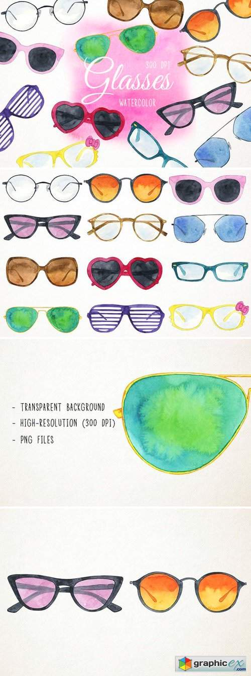 Watercolor Sunglasses Clipart