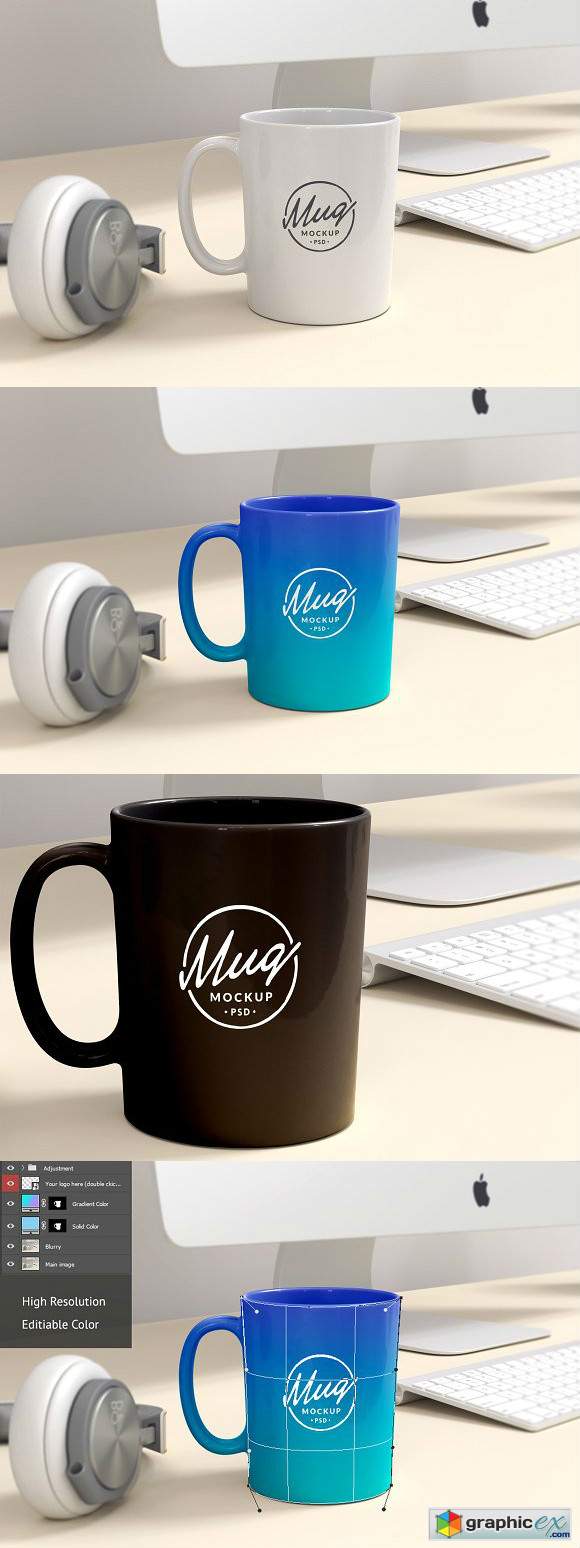 Coffee Mug Mockup on Workspace