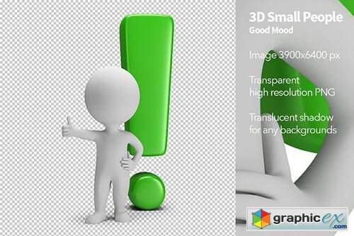 3d, small, people, exclamation, mark