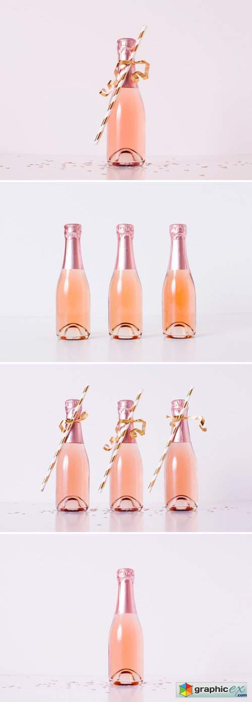 Mini Champagne Bottle Mock Up Bundle