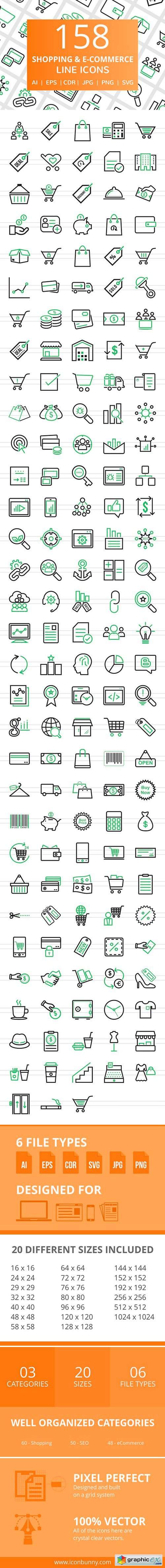 158 Shopping & E-Commerce Line Icons
