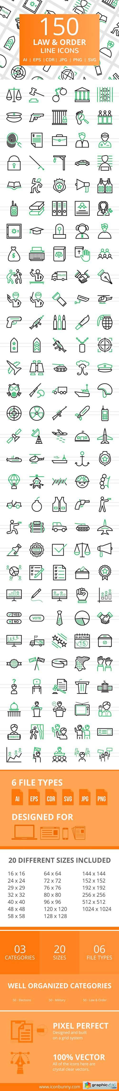 150 Law & Order Line Icons