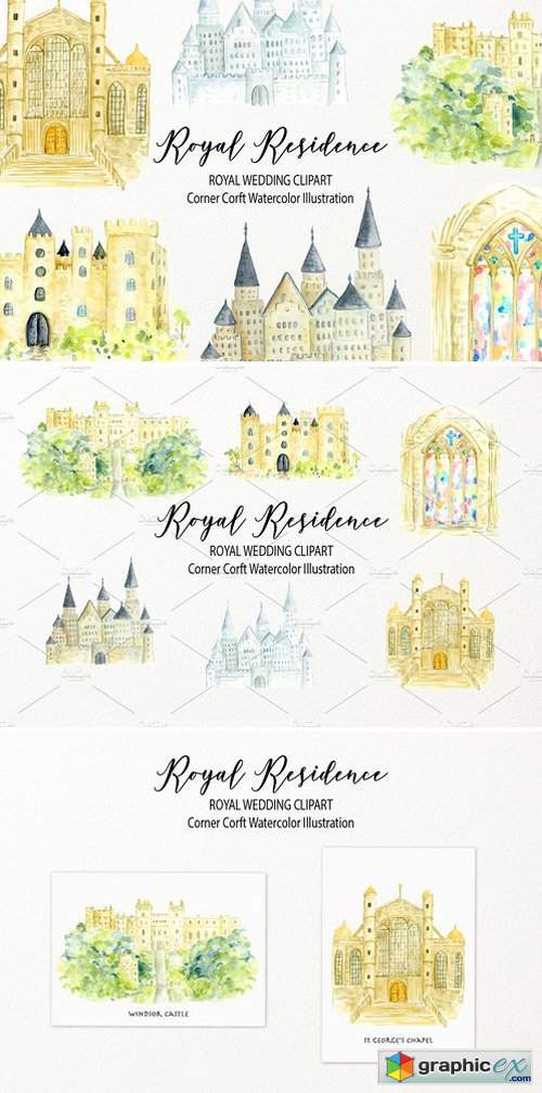 Watercolor royal residence clipart