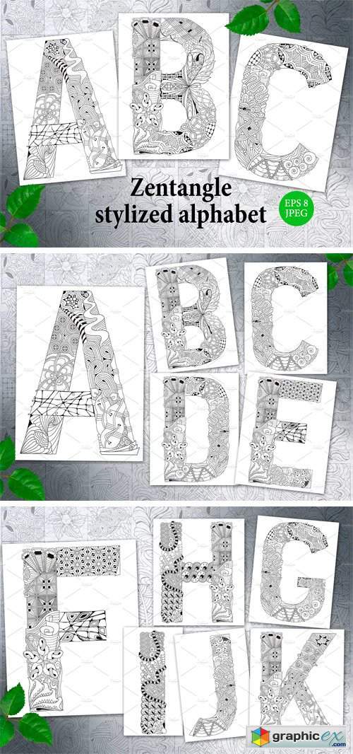 Zentangle Stylized Unusual Alphabet