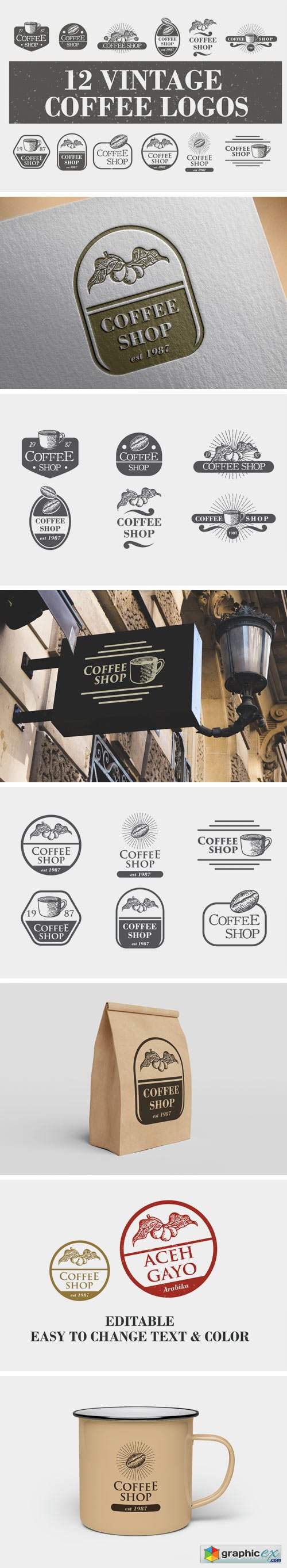 12 Vintage Coffee Logos & Badge