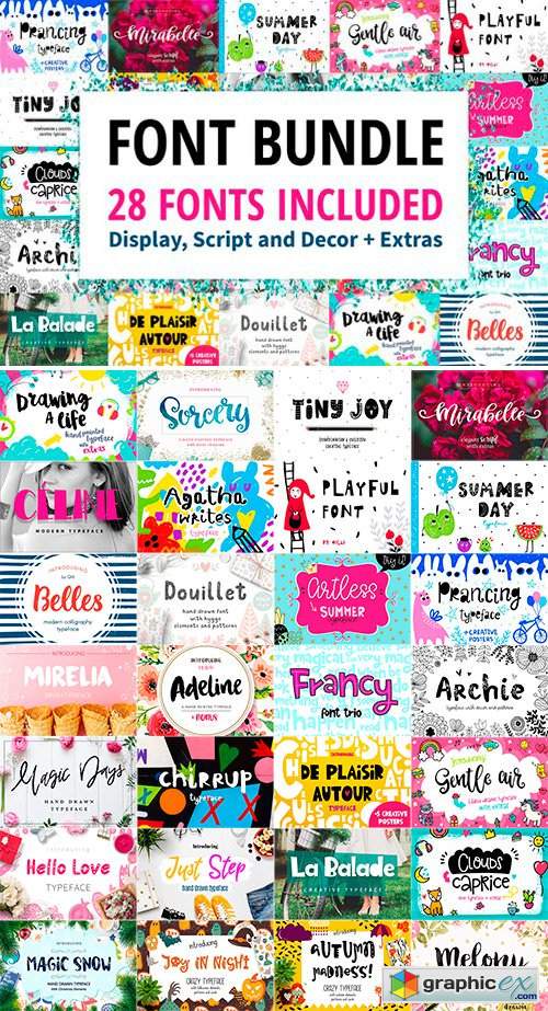 Font Bundle - 28 Fonts with Extras