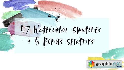 57 Watercolor Swatches + 5 Splatter