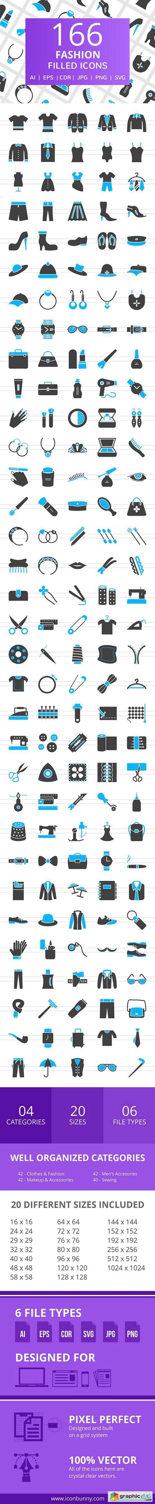 166 Fashion Filled Icons