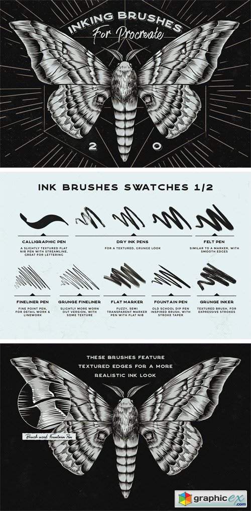 Procreate Inking Brushes - Set of 20