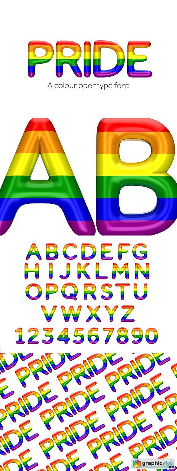 Pride font color open type font » Free Download Vector Stock Image