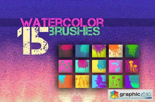 15 Watercolor Brushes for PS 170073