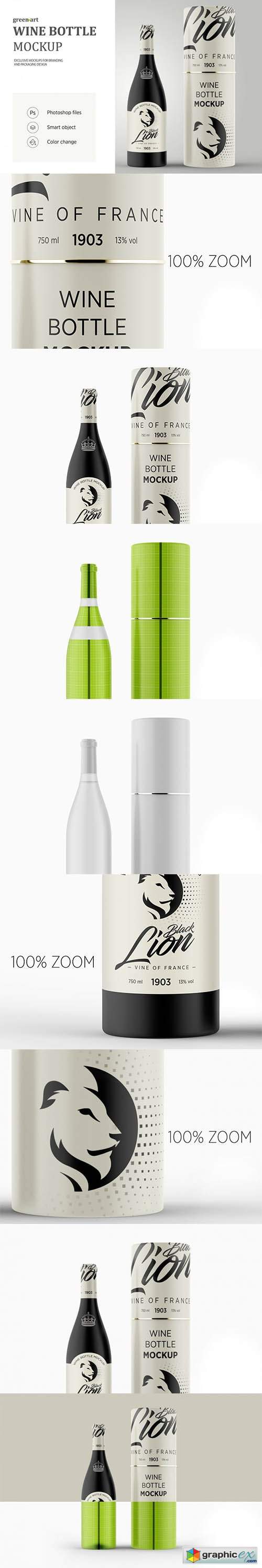 Matte Glass Wine Bottle Mockup