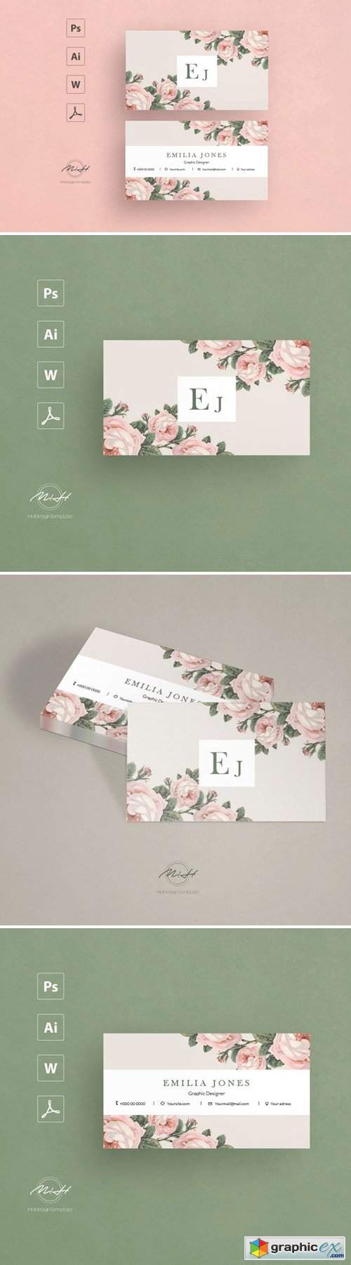 Roses business card template