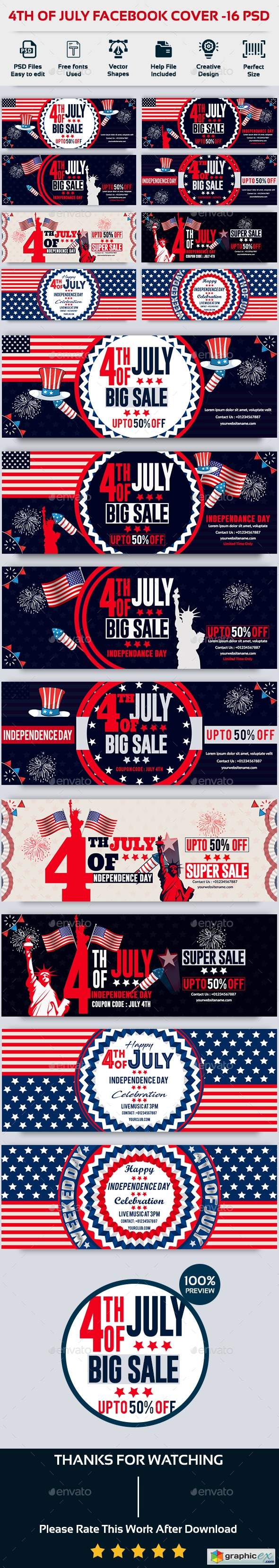 4th of July Facebook Cover-Bundle-16 PSD