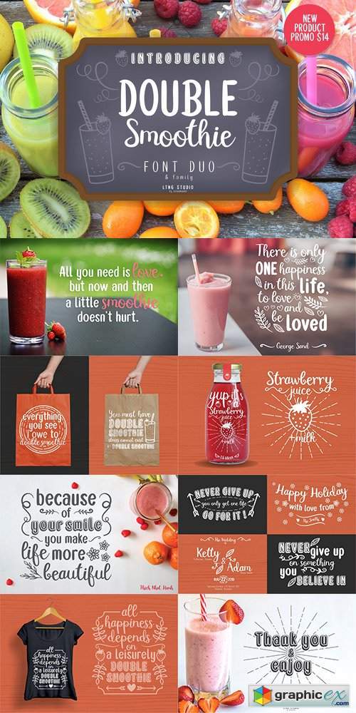 Double smoothie font duo & family