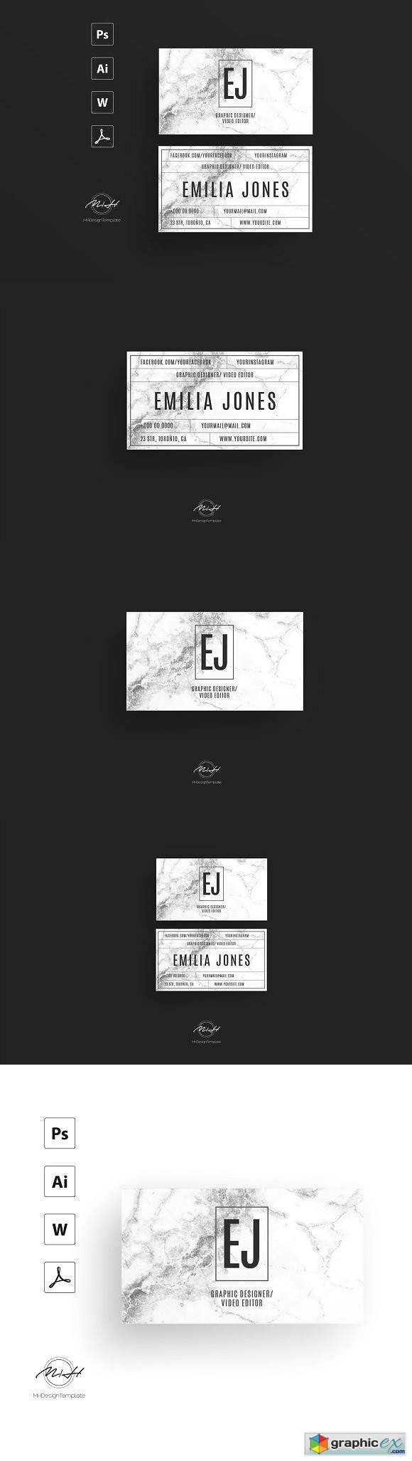 White marble bussiness card template