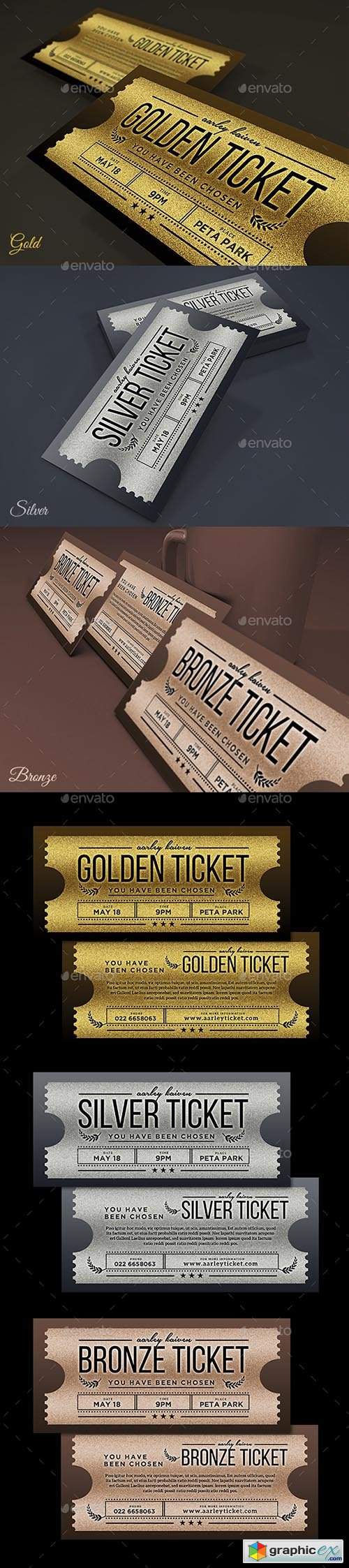 Multipurpose Golden / Silver Ticket Invitation