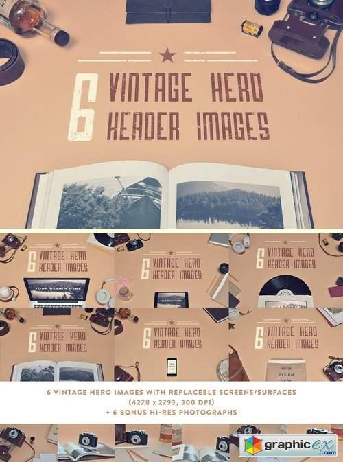 6 Vinage Hero Header Images + Bonus 63825