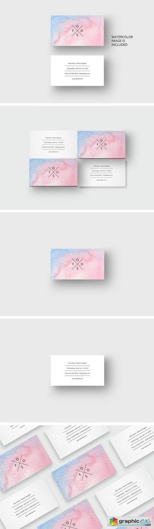 Watercolor business card template 1697628
