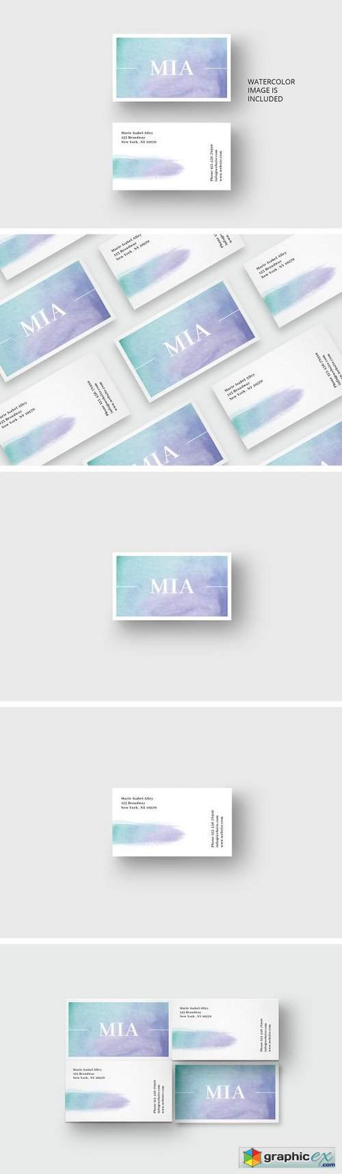 Watercolor business card template 1688131