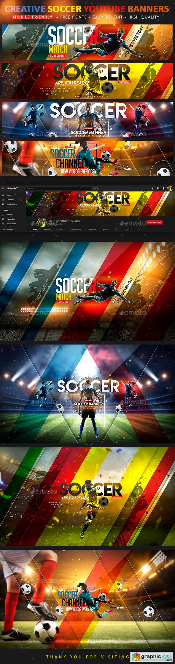 Soccer YouTube Banner » Free Download Vector Stock Image Photoshop Icon