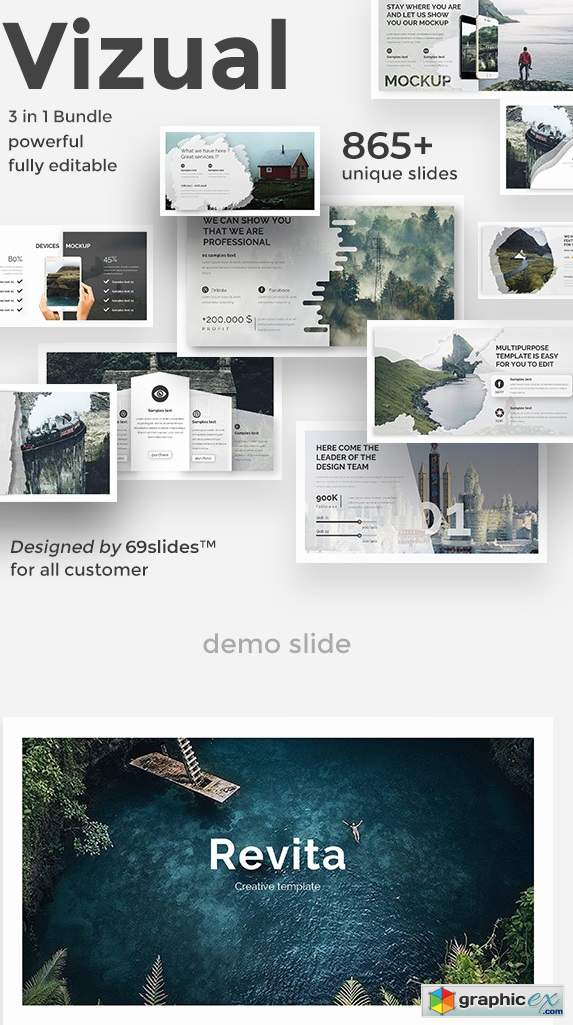 3 in 1 Vizual Pitch Deck Bundle Powerpoint Template