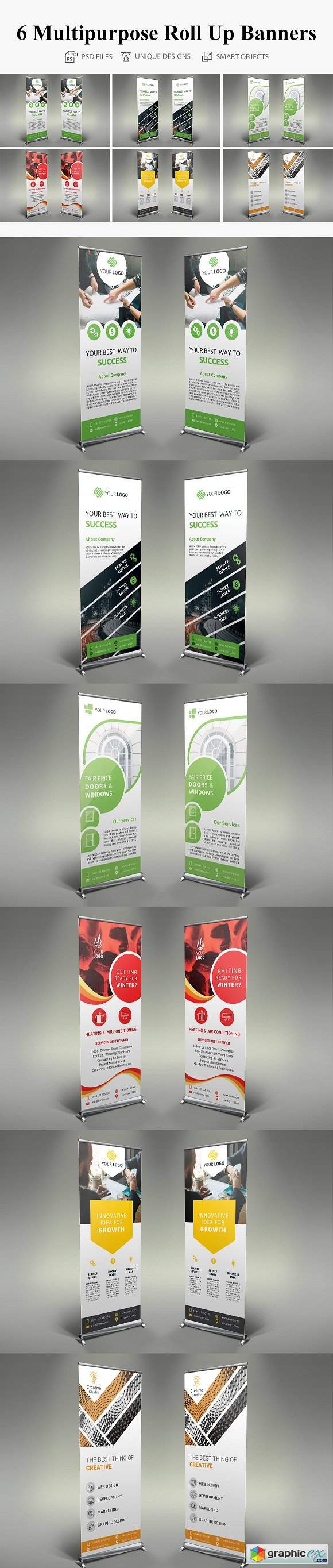 6 Multipurpose Roll Up Banners