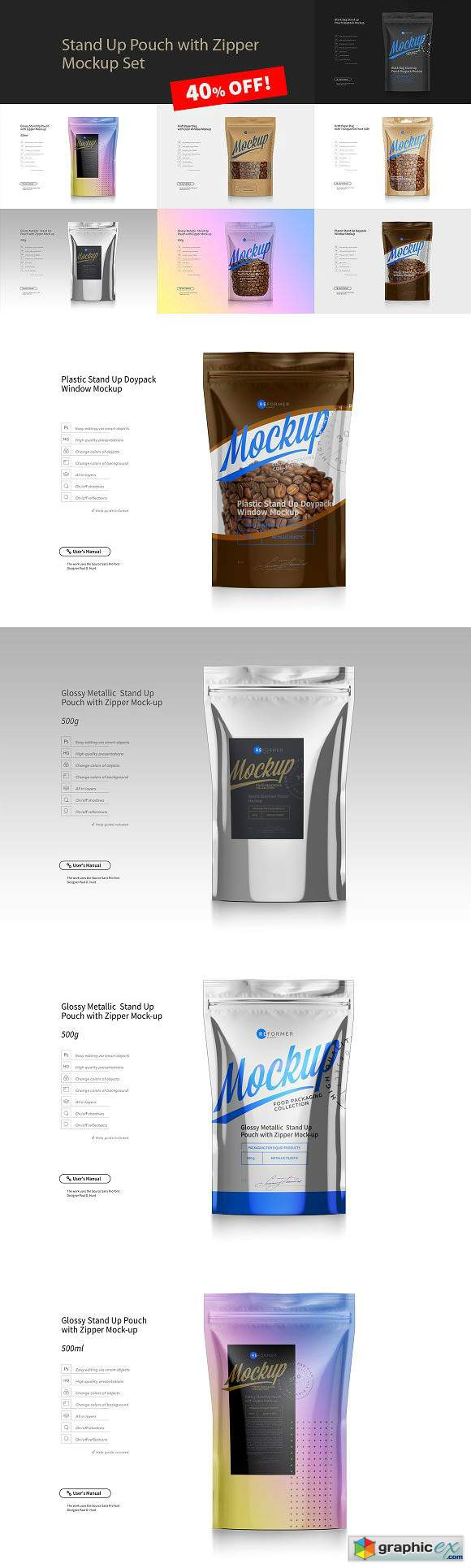 Stand Up Pouch Mockup Set