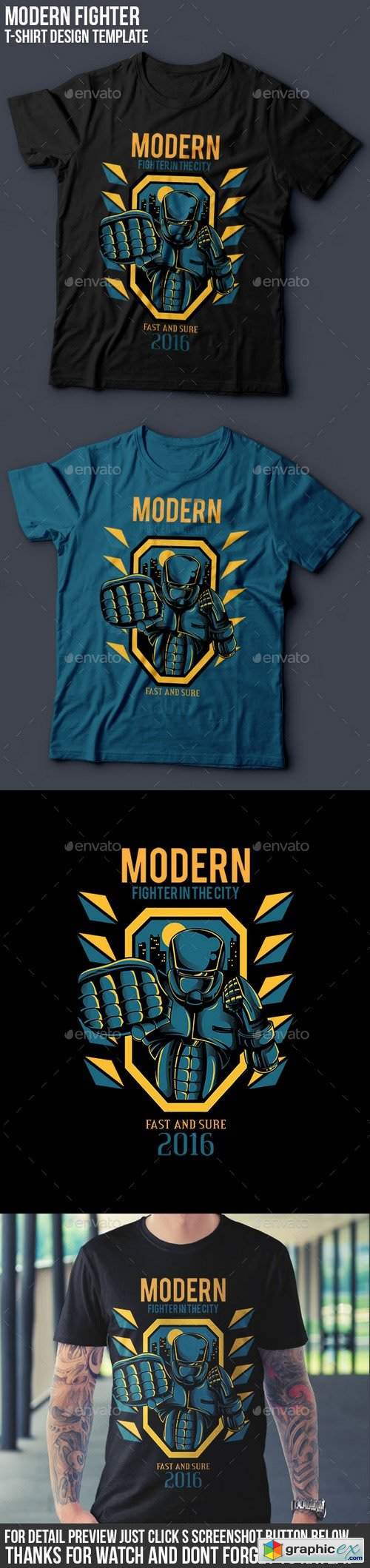 Modern Fighter T-Shirt Design