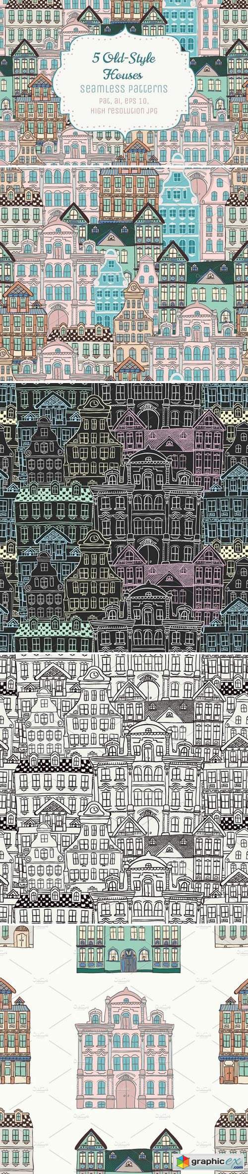 5 Doodle Seamless Patterns