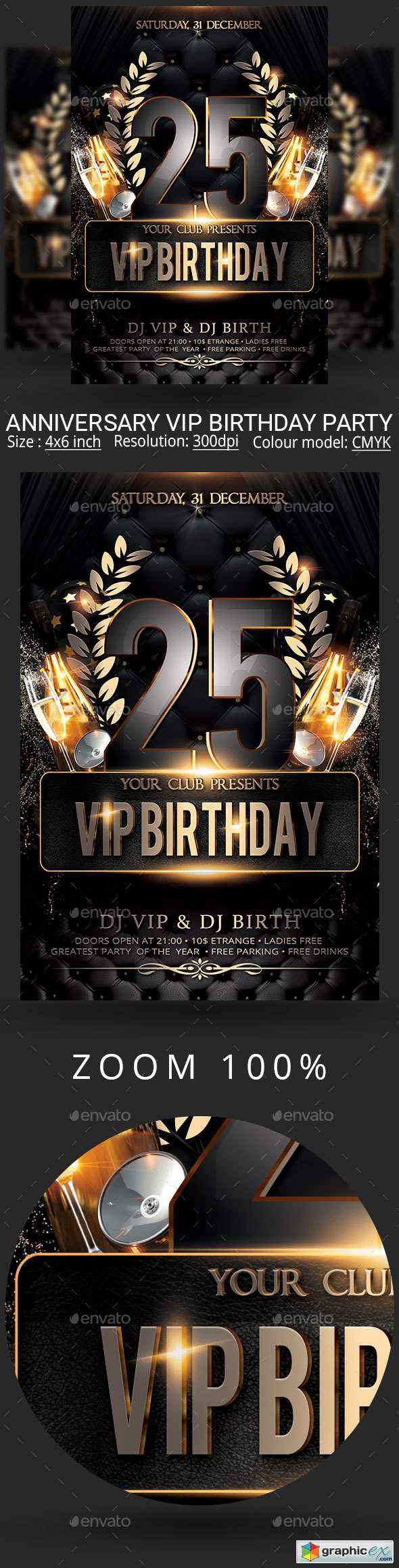 Vip Birthday Anniversary Party Flyer
