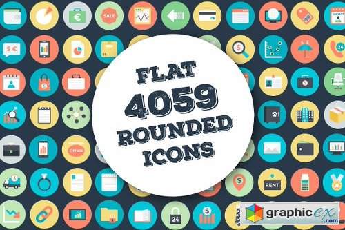 4059 Flat Rounded Vector Icons