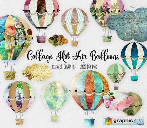 Collage Hot Air Balloon Clipart