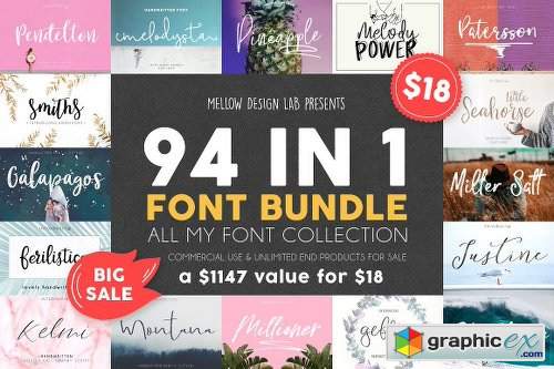 94 IN 1 Font Bundle SALE