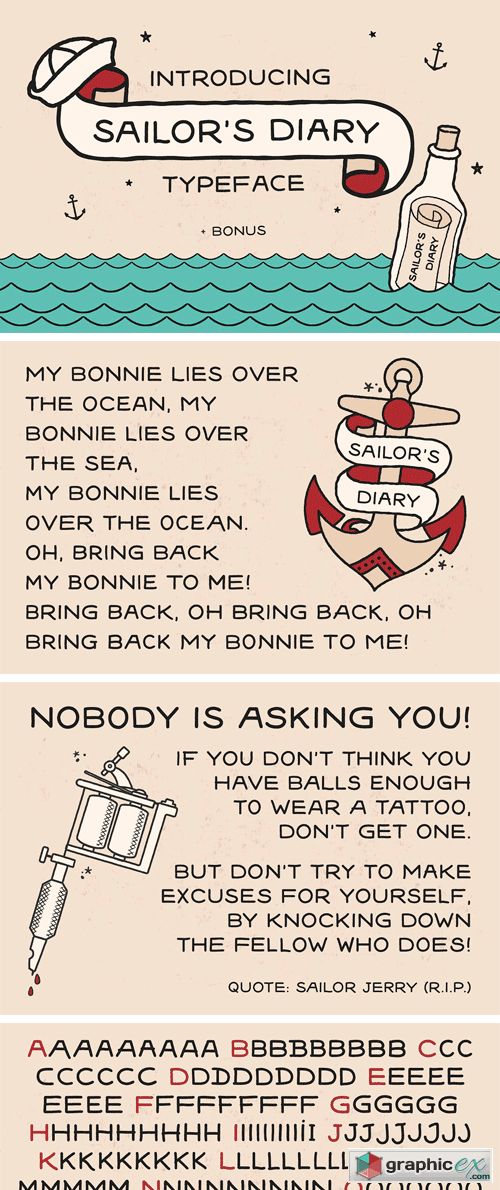 Sailors Diary Tattoo Style Font