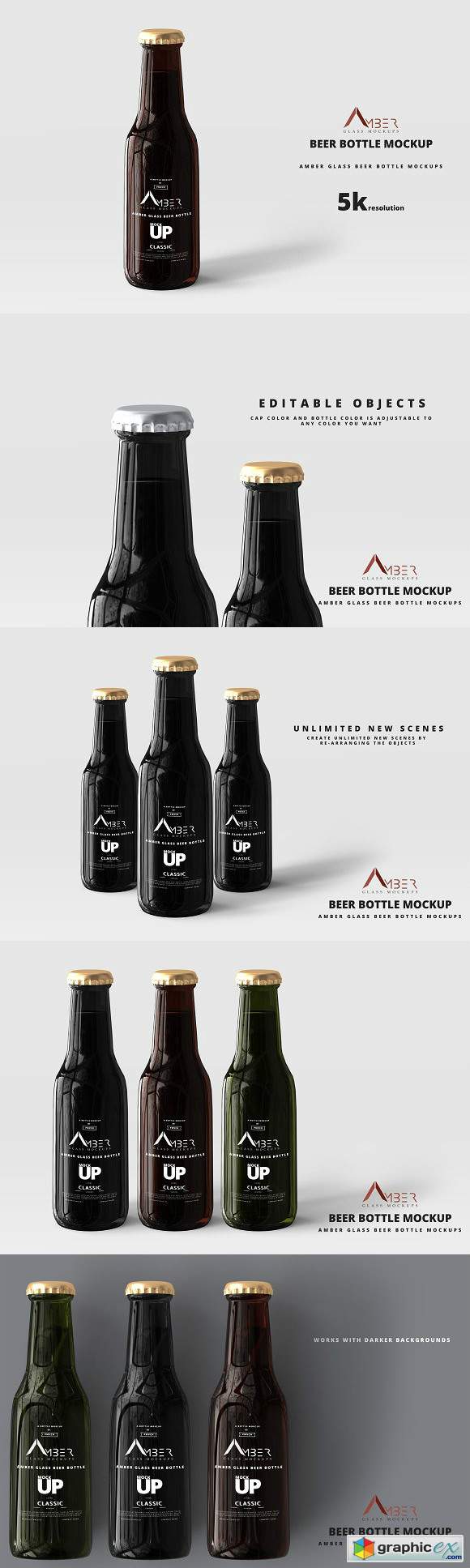 Amber Glass Beer Bottle Mockup 04